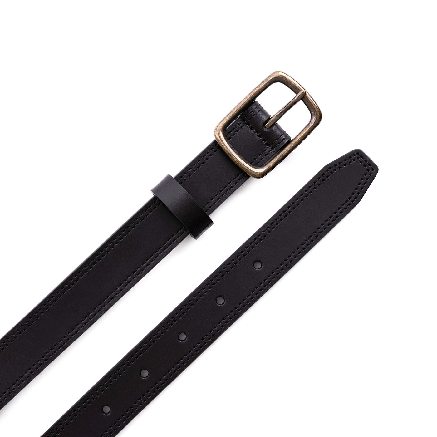 Women's Slim Double Stitch Leather Belt